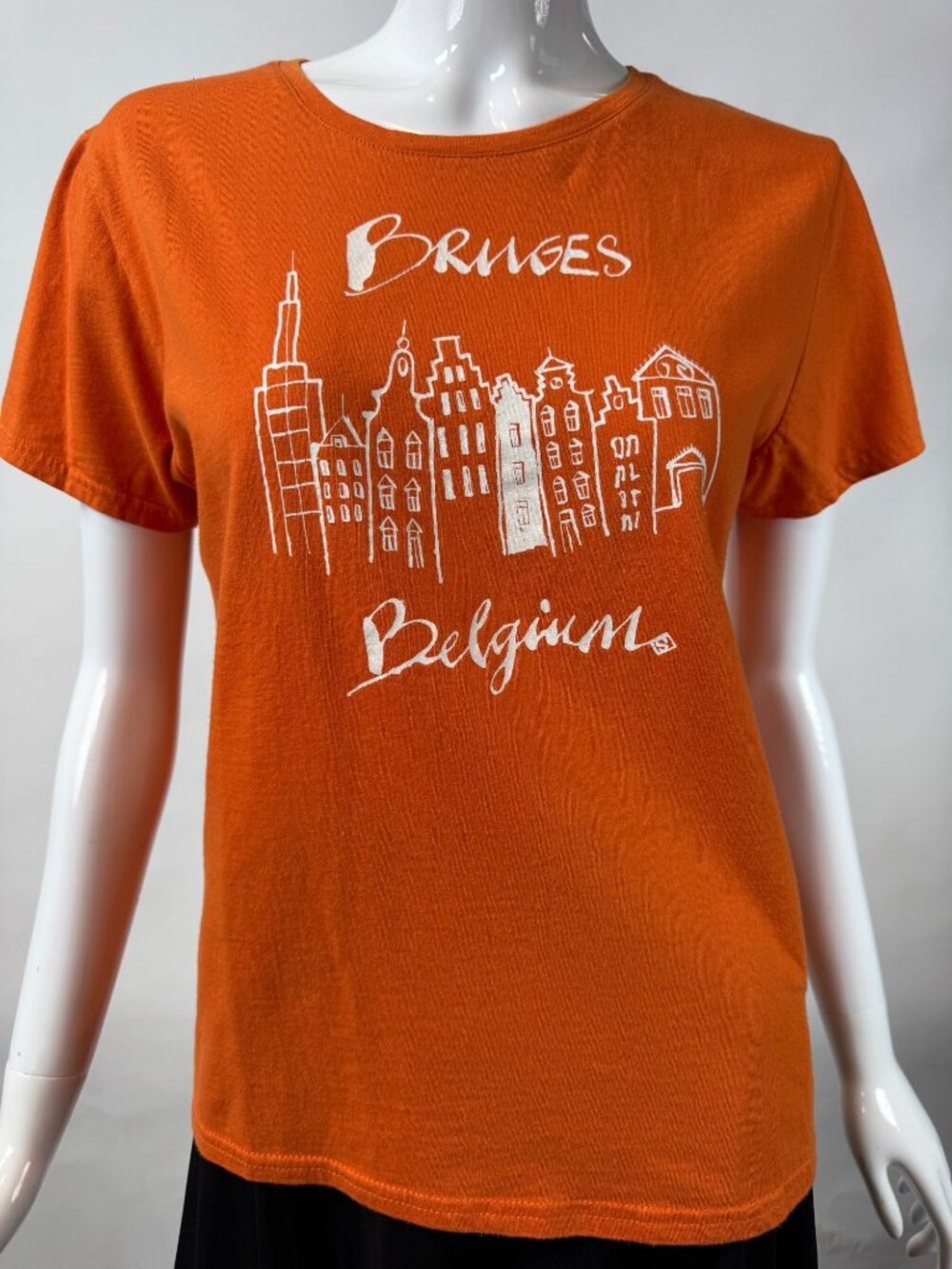 Bruges Belgium Orange Graphic Womens T-Shirt XL By B&C Collection 100% Cotton